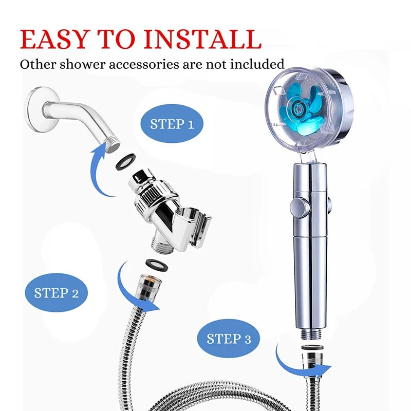 Douche de course, pomme de douche avec turbo-chargeur bleu | Bronspa © – Image 8