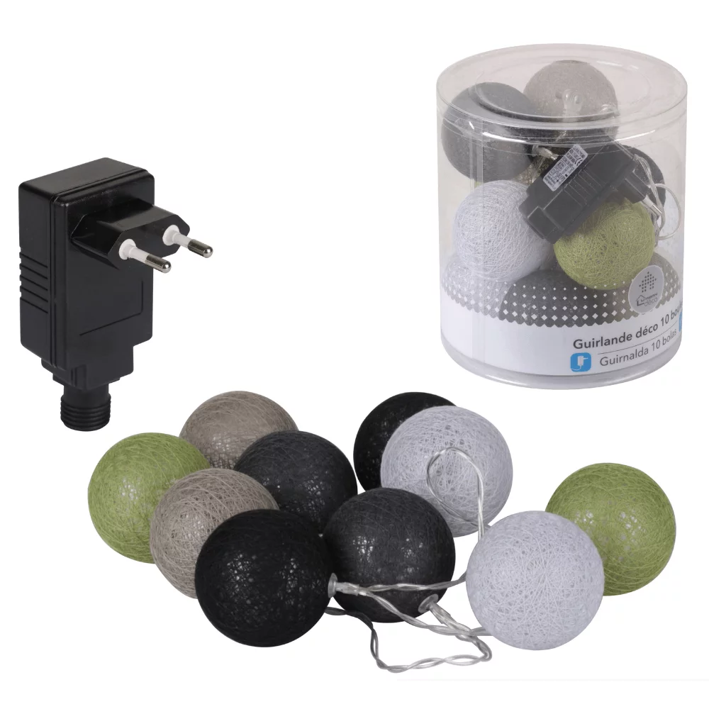 Guirlande Electrique 10 Boules Paita – Noir, Kaki et Taupe – Image 3