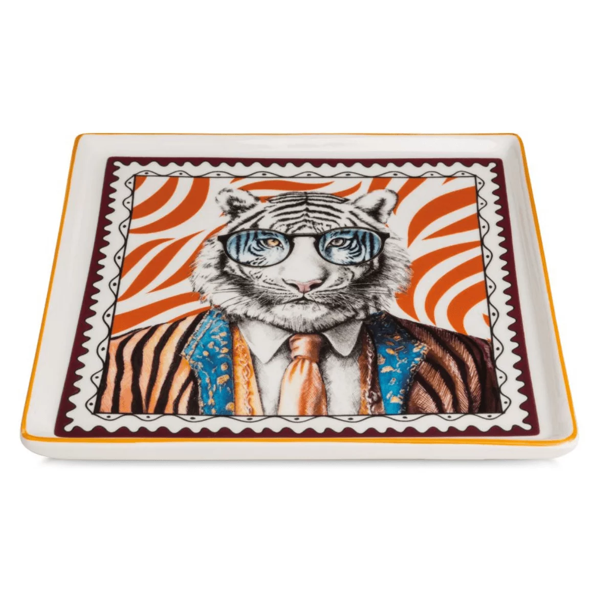 Plateau carré porcelaine Volker Mr Tigre 19x19cm – Image 2